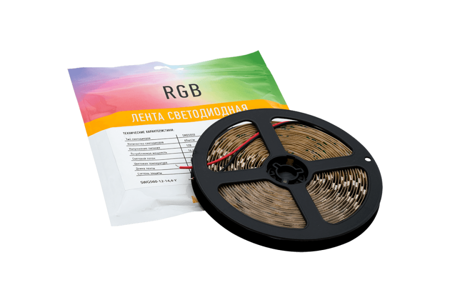 Лента светодиодная SWG SWG560, 14,4 Вт/м, 12В, IP20, RGB