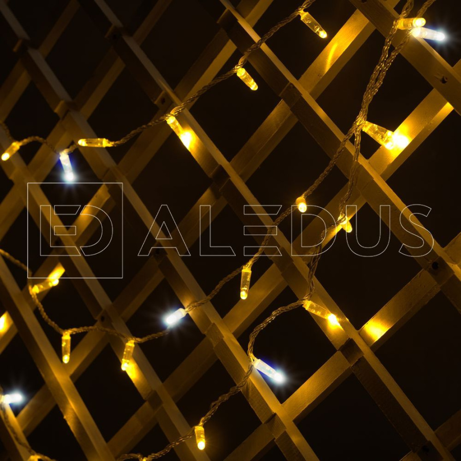 Гирлянда (Нить) ALEDUS, 220 В, 10 м, прозрачный провод, теплый белый, с мерцанием