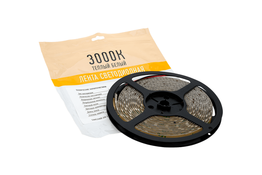 Лента светодиодная SWG SWG560, 14,4 Вт/м, 24В, IP65, теплый белый