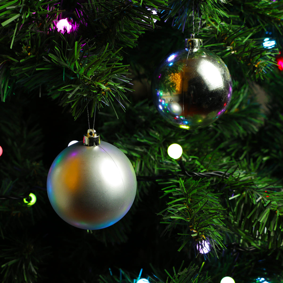 Набор Елочных Шаров 6 шт Серебрянные, Ø8 см