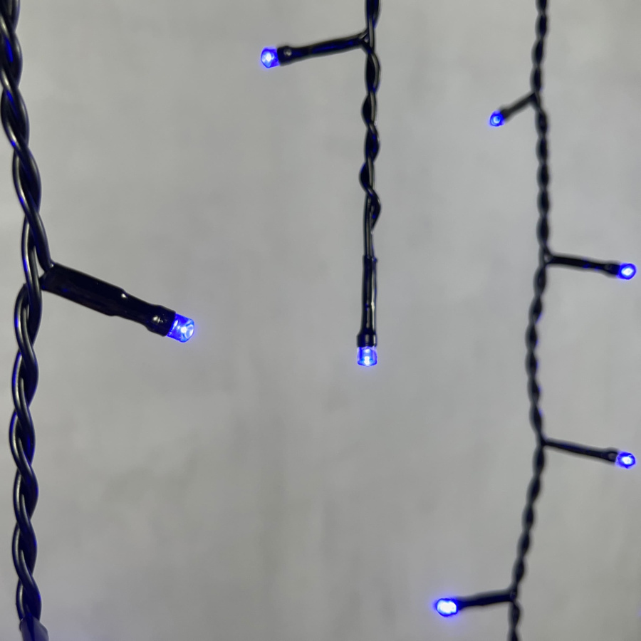 Гирлянда Бахрома 3,1 x 0,5 м Синяя 220В, 150 LED, Провод Черный ПВХ, IP54