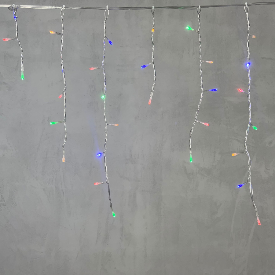 Гирлянда Бахрома 3,1 x 0,5 м Разноцветная 220В, 150 LED, Провод Прозрачный ПВХ, IP54
