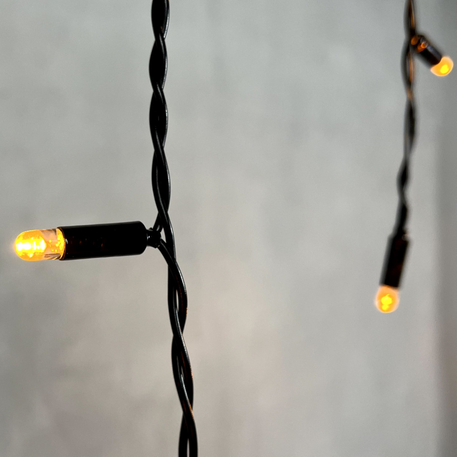Гирлянда Бахрома с Колпачком 3,1 x 0,5 м Желтая 220В, 120 LED, Провод Черный ПВХ, IP65