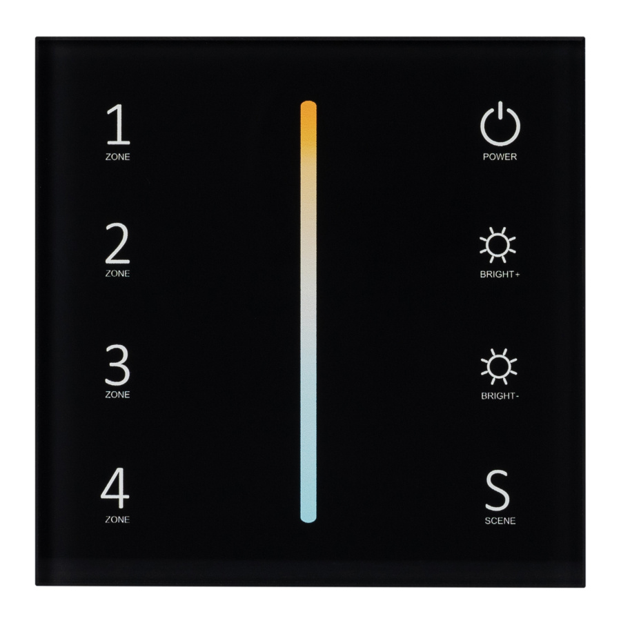 Панель Sens SMART-P43-MIX Black (230V, 4 зоны, 2.4G) (Arlight, IP20 Пластик, 5 лет)