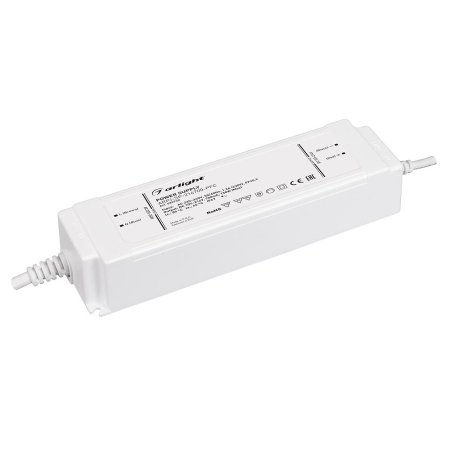 Блок питания ARPJ-SP-214700-PFC (150W, 114-214V, 0.7A) (Arlight, IP67 Пластик, 5 лет)