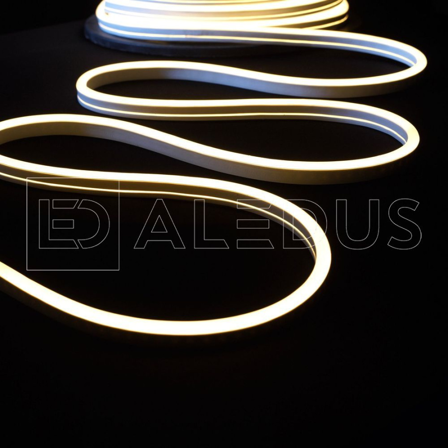 Гибкий неон ALEDUS, 220 В, 08х16 мм, бухта 50 м, теплый белый, односторонний