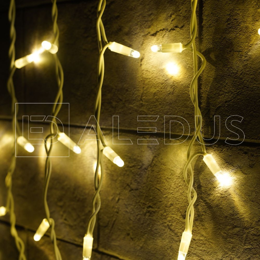 Бахрома (Айсикл) ALEDUS, 220 В, 3x0.5 м, белый провод, резина, теплый белый, без мерцания