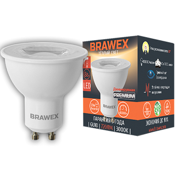 Светодиодная диммируемая (LED) лампа, угол 38°, 8Вт мягкий свет PAR16 GU10 DIM