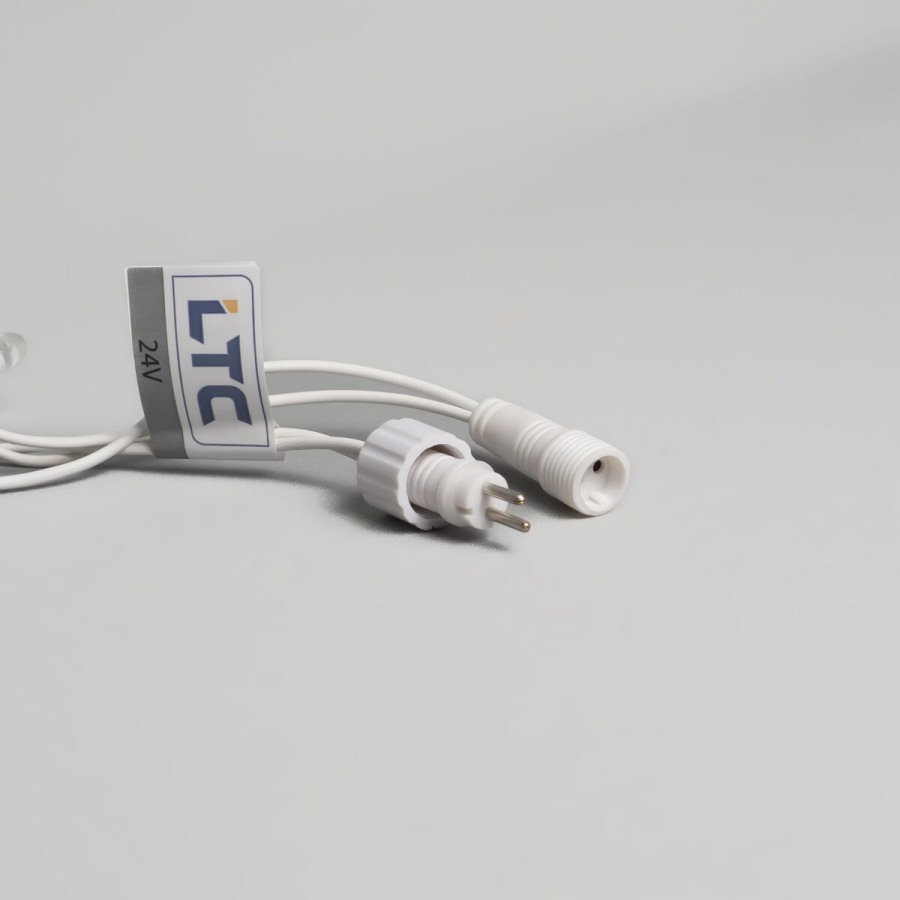 Гирлянда Нить 10м Белая 24В, 100 LED, Провод Белая Резина 2,3мм, IP65