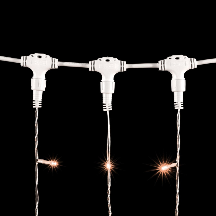 Гирлянда Занавес 1 x 9 м Экстра Тепло-Белый 220В, 900 LED, Провод Прозрачный ПВХ, IP54