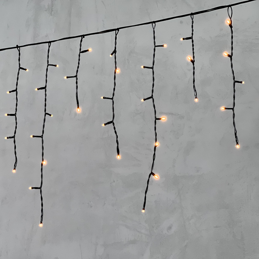 Гирлянда Бахрома 3,1 x 0,5 м Экстра Тепло-Белая 220В, 150 LED, Провод Черный ПВХ, IP54