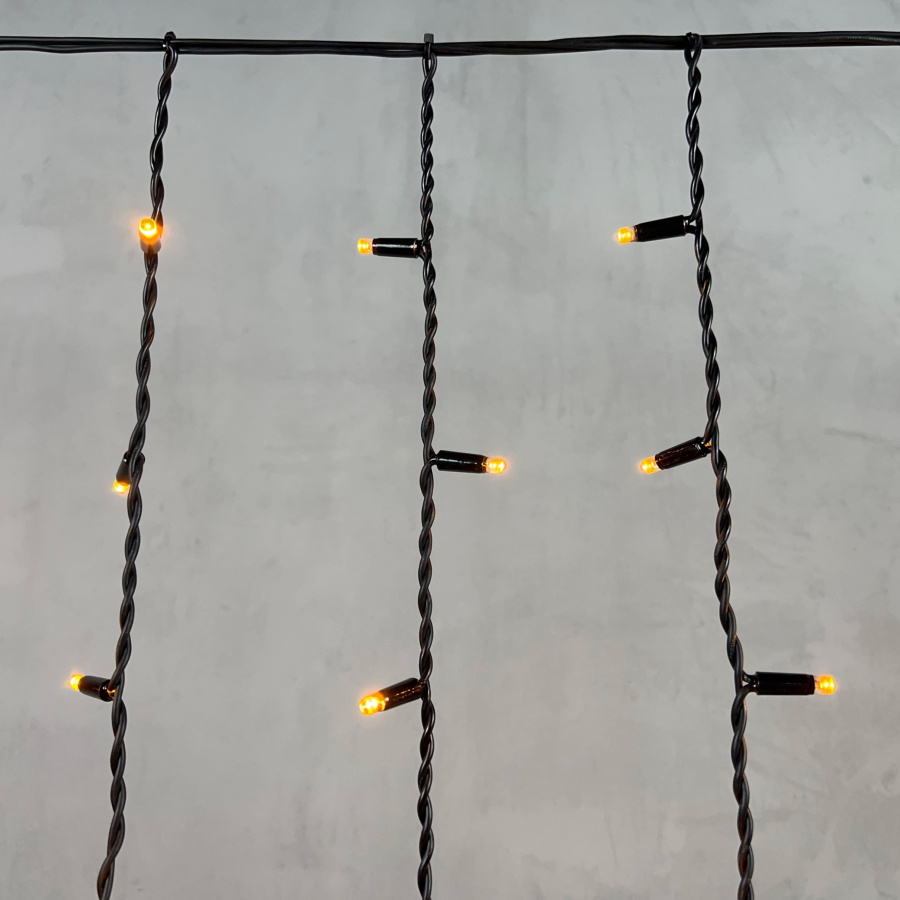Гирлянда Бахрома 3,2 x 0,9 м Желтая, 168 LED, Провод Черный Каучук, IP65