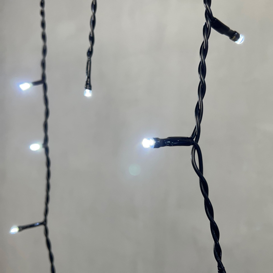 Гирлянда Бахрома 3,1 x 0,5 м Белая 220В, 150 LED, Провод Черный ПВХ, IP54