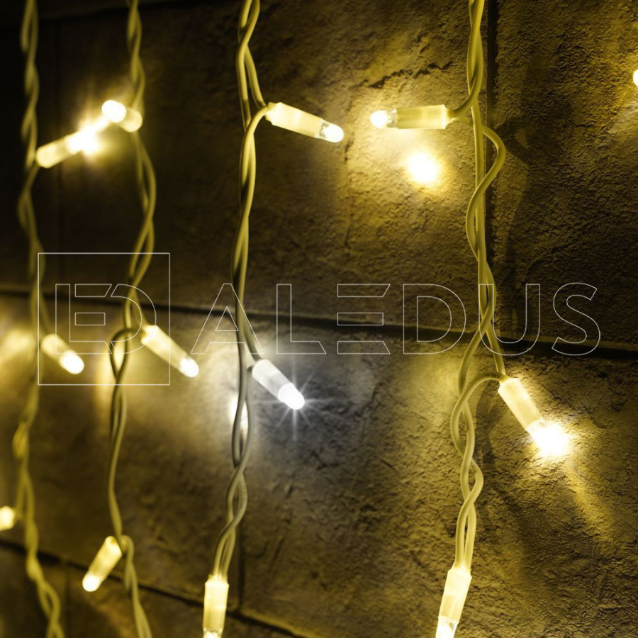 Бахрома (Айсикл) ALEDUS, 220 В, 3x0.5 м, белый провод, резина, теплый белый, с мерцанием