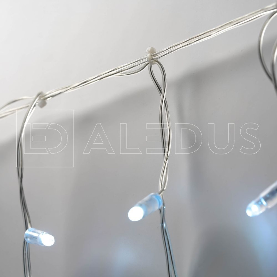 Занавес ALEDUS, 220 В, 2x1.5 м, прозрачный провод, ПВХ, белый, с мерцанием