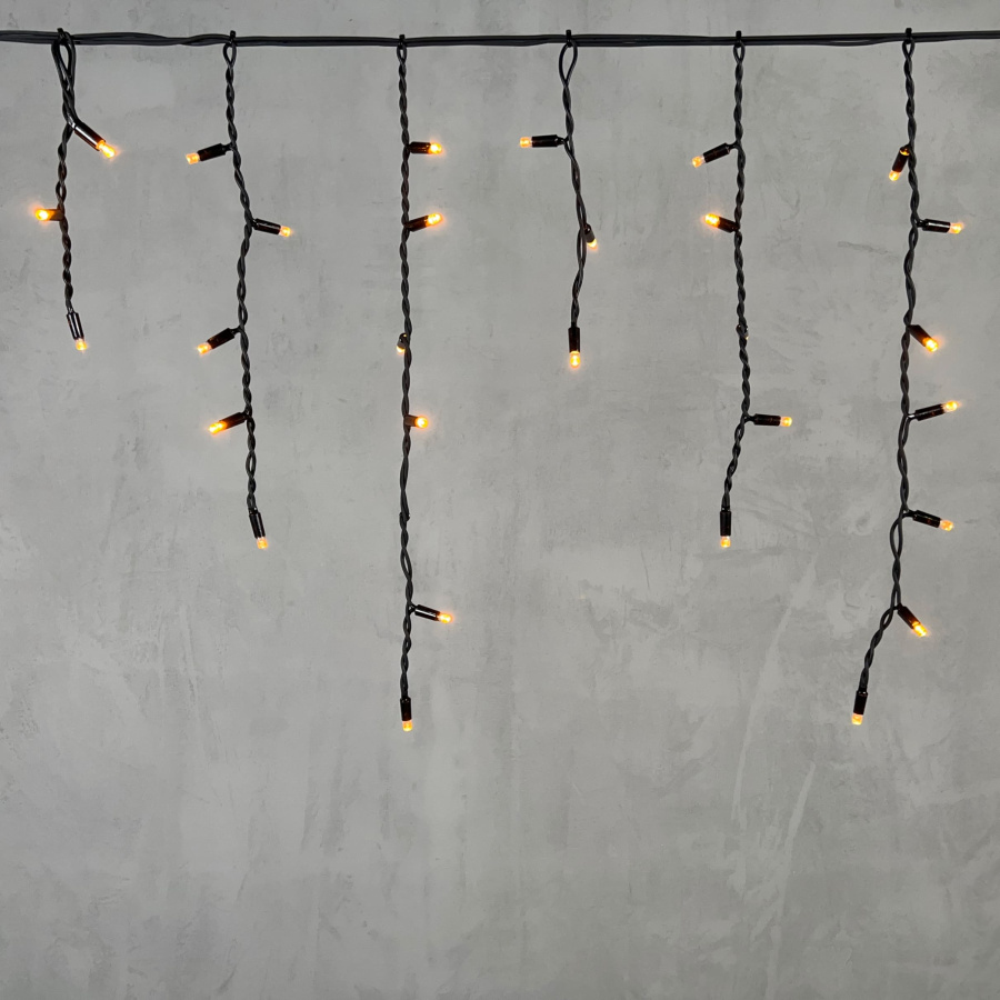 Гирлянда Бахрома 3,1 x 0,5 м Желтая 220В, 120 LED, Провод Черный Каучук, IP65