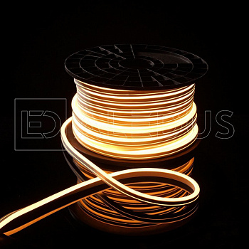 Гибкий неон ALEDUS, 220 В, 08х16 мм, бухта 50 м, теплый белый, односторонний (нарезка)