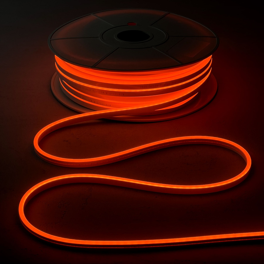 Односторонний Гибкий Неон 8х16мм Оранжевый 12В, IP65