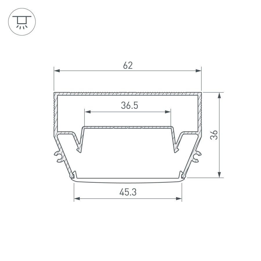 Профиль STRETCH-S-50-CEIL-CENTER-2000 (GAMMA50) (Arlight, Алюминий)