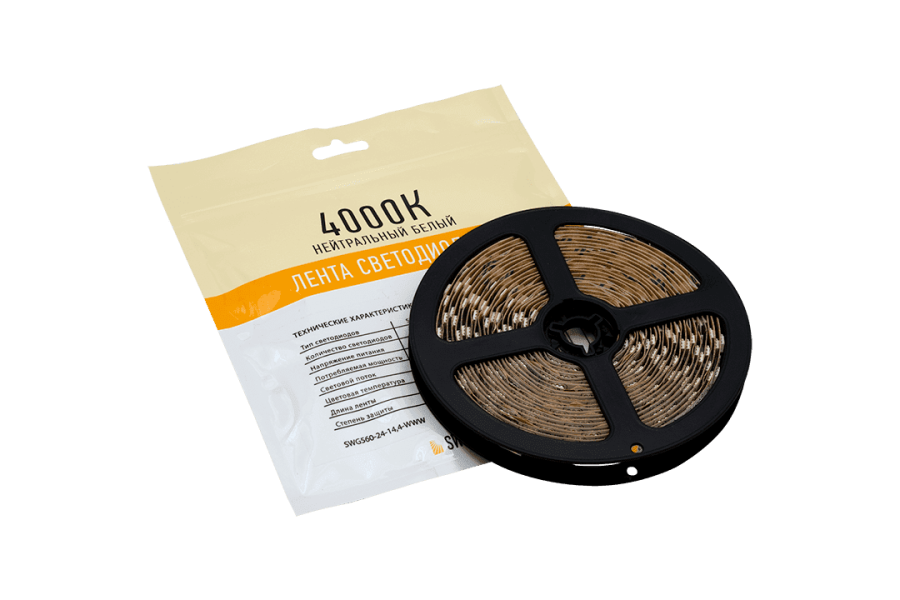 Лента светодиодная SWG SWG560, 14,4 Вт/м, 24В, IP20, теплый белый + холодный белый