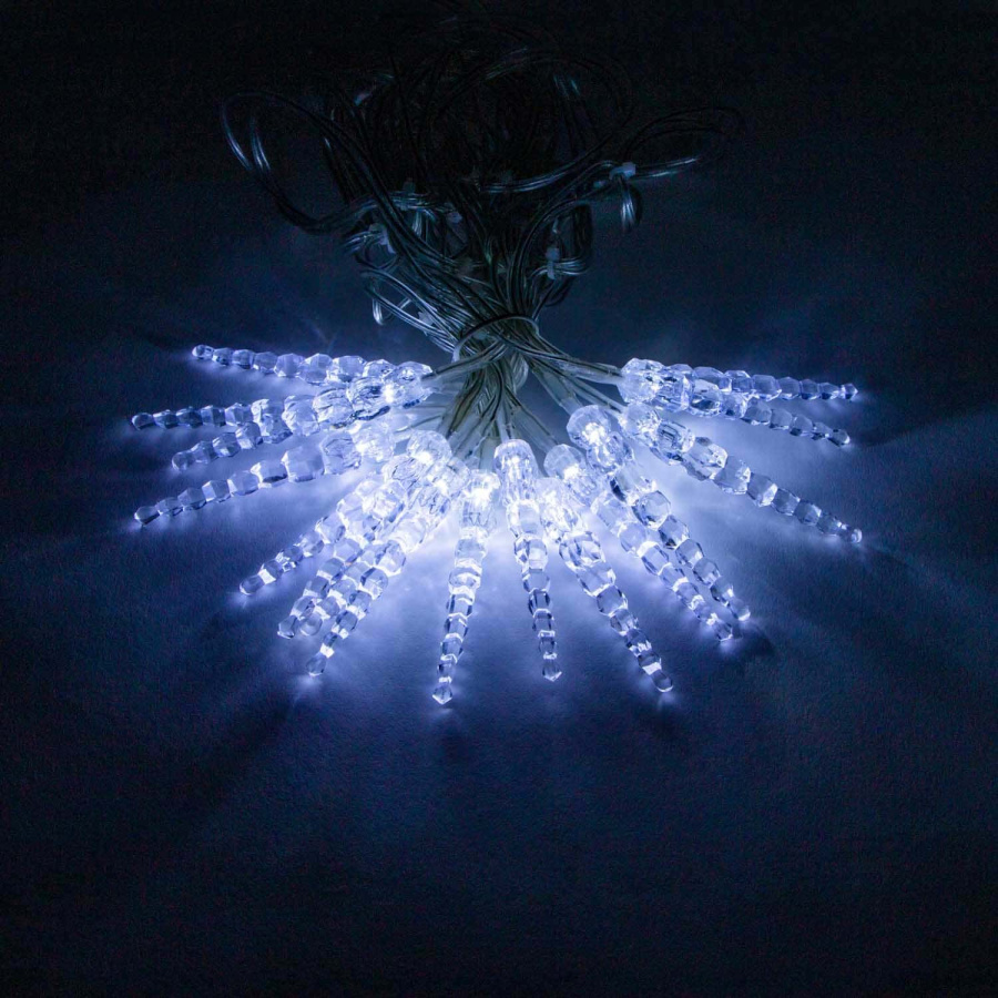 Гирлянда Сосульки 4м Белые 9см 24В, 16LED, Провод Прозрачный ПВХ, IP54
