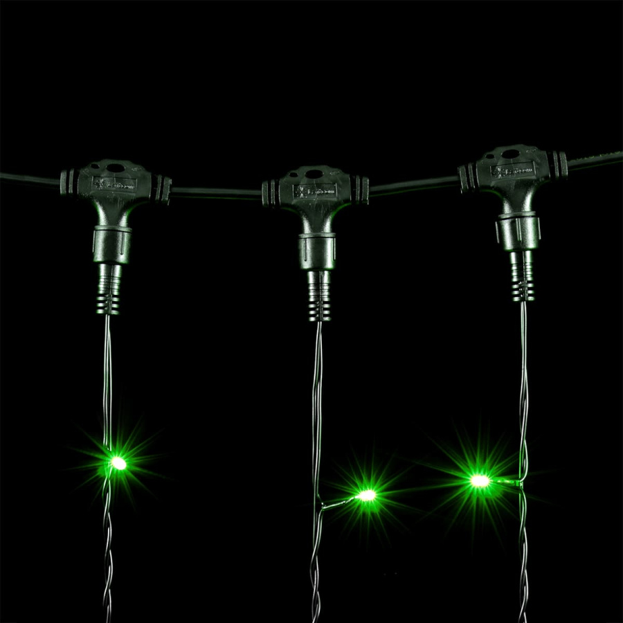 Гирлянда Занавес 2 x 1 м Зеленый 220В, 200 LED, Провод Черный ПВХ, IP54