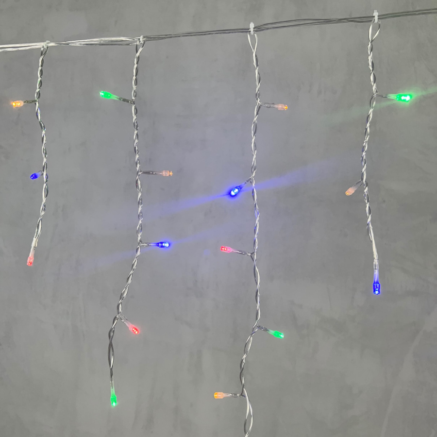 Гирлянда Бахрома 4,9 x 0,5 м Разноцветная 220В, 240 LED, Провод Прозрачный ПВХ, IP54