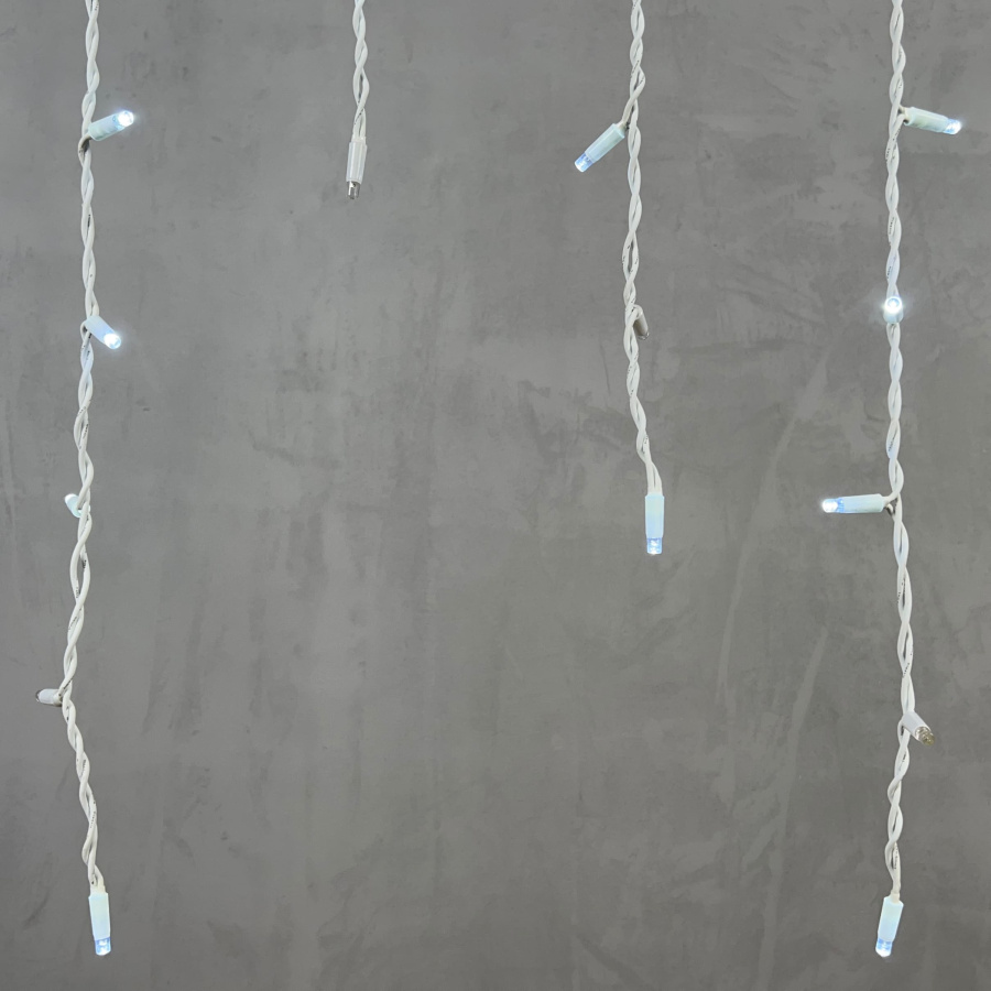 Гирлянда Бахрома 3,2 x 0,9 м Белая с Мерцанием Белого Диода 220В, 168 LED, Провод Белый Каучук, IP65