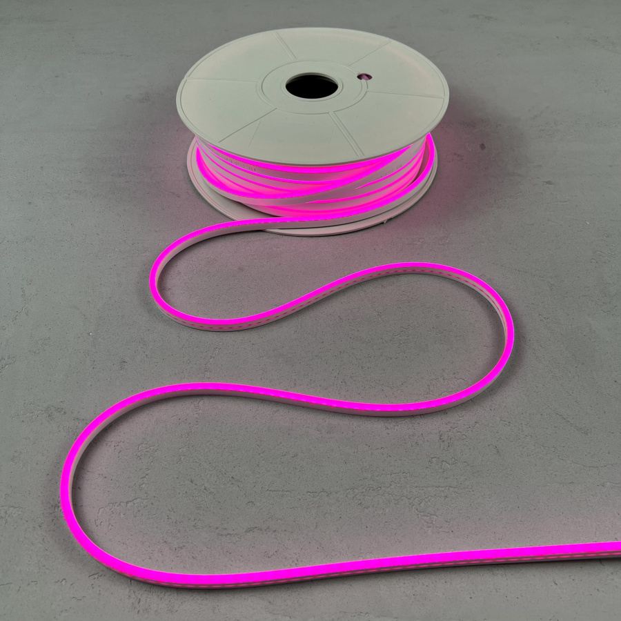 Односторонний Гибкий Неон 6х12мм Розовый 12В, IP65