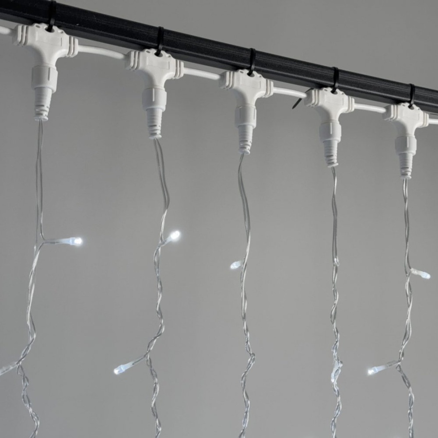 Гирлянда Занавес 2 x 2 м Белый 220В, 400 LED, Провод Прозрачный ПВХ, IP54