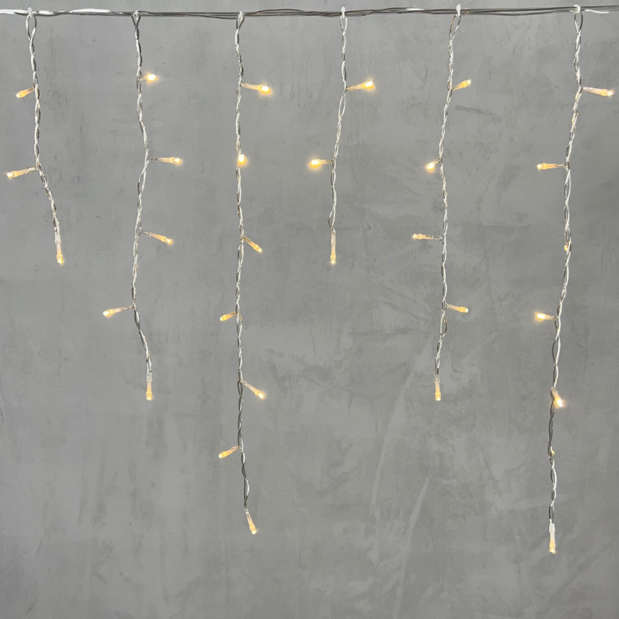 Гирлянда Бахрома 3,1 x 0,5 м Тепло-Белая 220В, 150 LED, Провод Прозрачный ПВХ, IP54