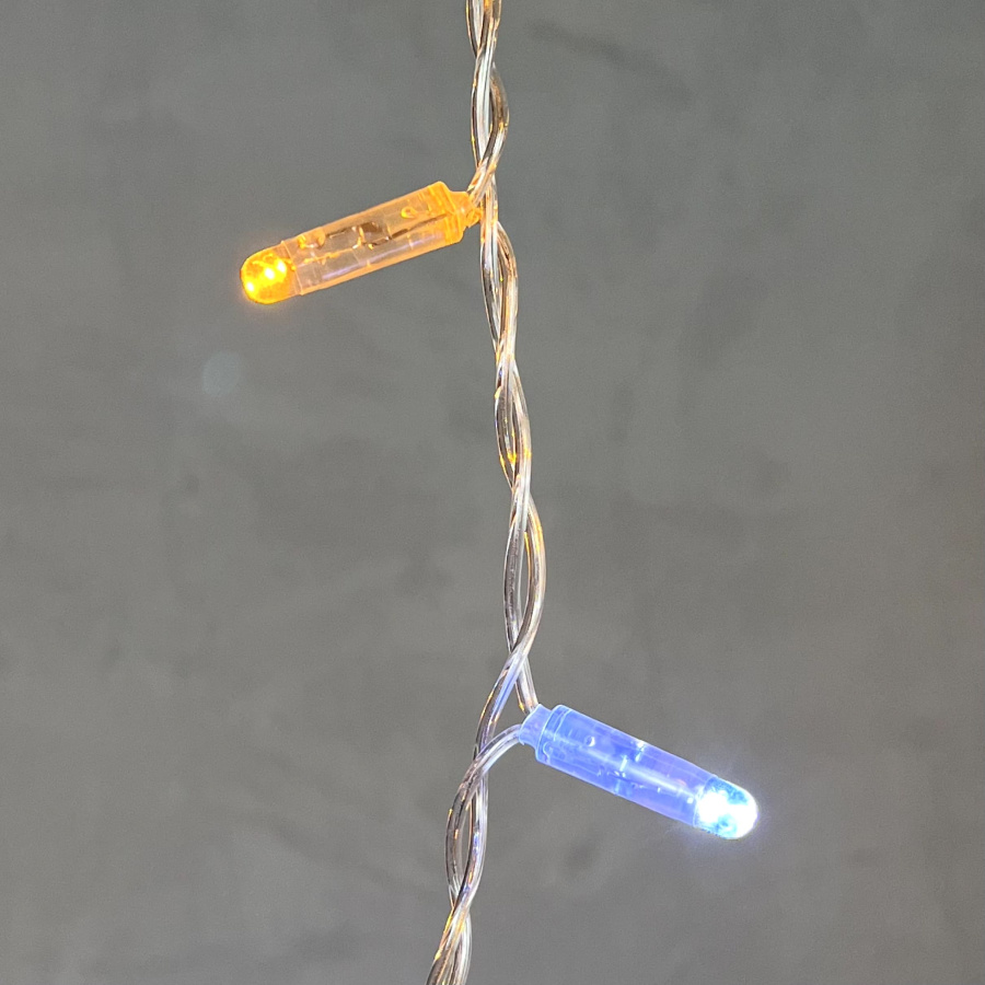 Гирлянда Бахрома с Колпачком 3,1 x 0,5 м Желтая с Мерцанием Белого Диода 200В, 120 LED, Провод Прозрачный ПВХ, IP65