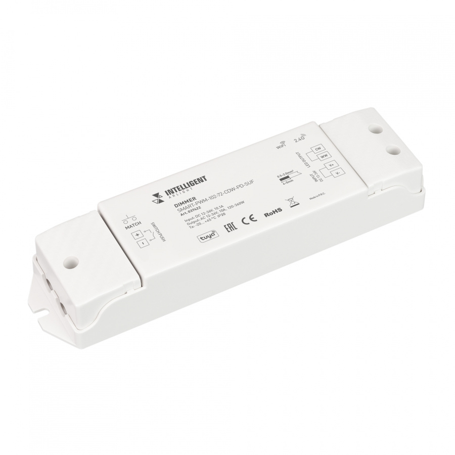 INTELLIGENT ARLIGHT Диммер SMART-PWM-102-72-CDW-PD-SUF (12-36V, 2x5A, TUYA Wi-Fi, 2.4G) (IARL, Контроллер)
