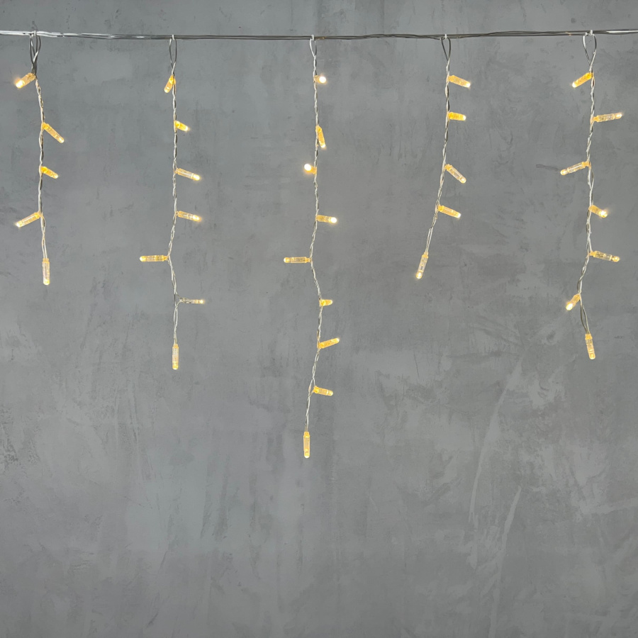 Гирлянда Бахрома с Колпачком 4,9 x 0,5 м Тепло-Белая 220В, 189 LED, Провод Прозрачный ПВХ, IP65