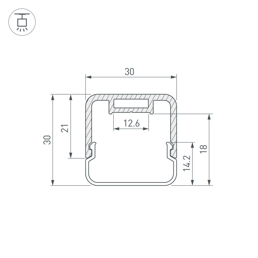 Профиль с экраном LINE-D-3030-2000 SQUARE OLIVE GREY+OPAL (Arlight, Алюминий)