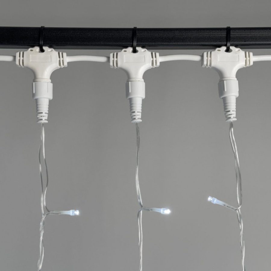 Гирлянда Занавес 2 x 2 м Белый 220В, 400 LED, Провод Прозрачный ПВХ, IP54