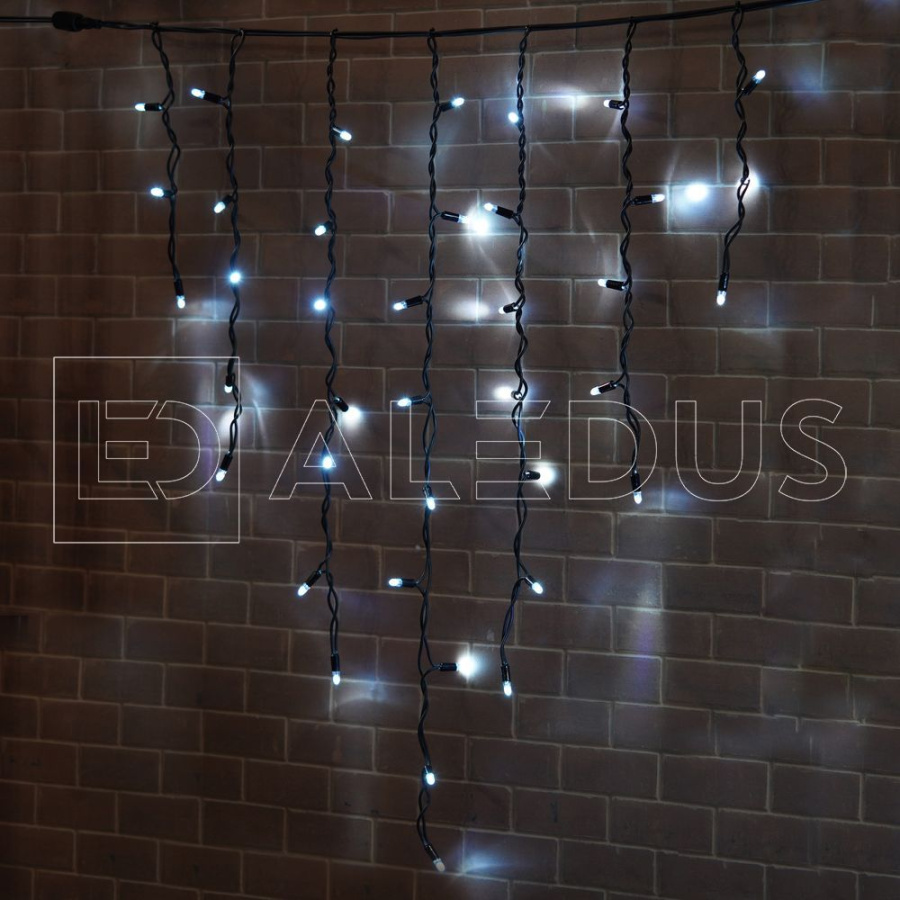 Бахрома (Айсикл) ALEDUS, 220 В, 3x0.9 м, черный провод, резина, белый, без мерцания