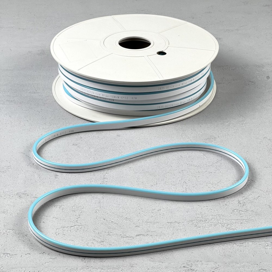 Односторонний Гибкий Неон 8х16мм Небесно-Голубой 12В, IP65