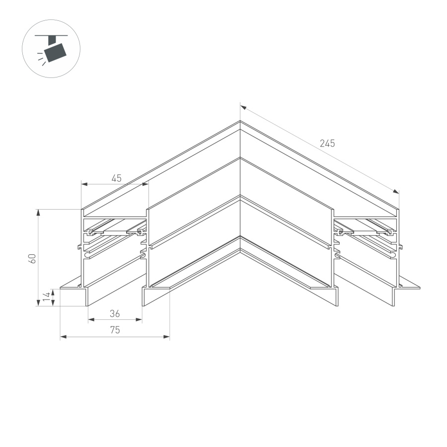 Коннектор угловой MAG-CON-4560-FDW-L90 (BK) (Arlight, IP20 Металл, 5 лет)