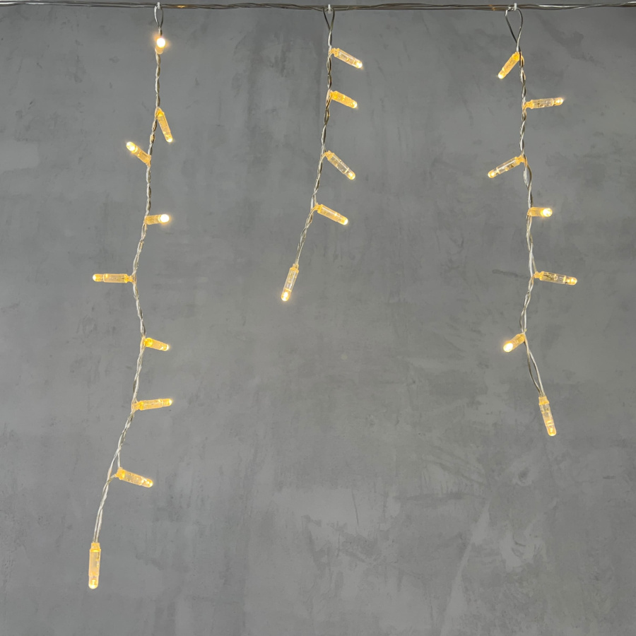 Гирлянда Бахрома с Колпачком 4,9 x 0,5 м Тепло-Белая 220В, 189 LED, Провод Прозрачный ПВХ, IP65