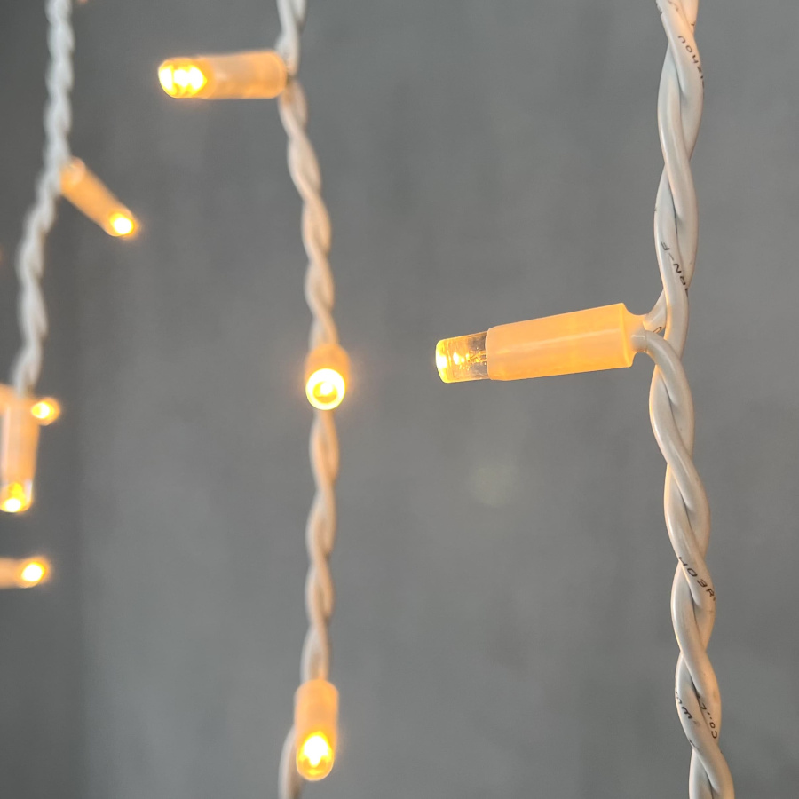 Гирлянда Бахрома 3,1 x 0,5 м Экстра Тепло-Белая 220В, 120 LED, Провод Белый Каучук, IP65