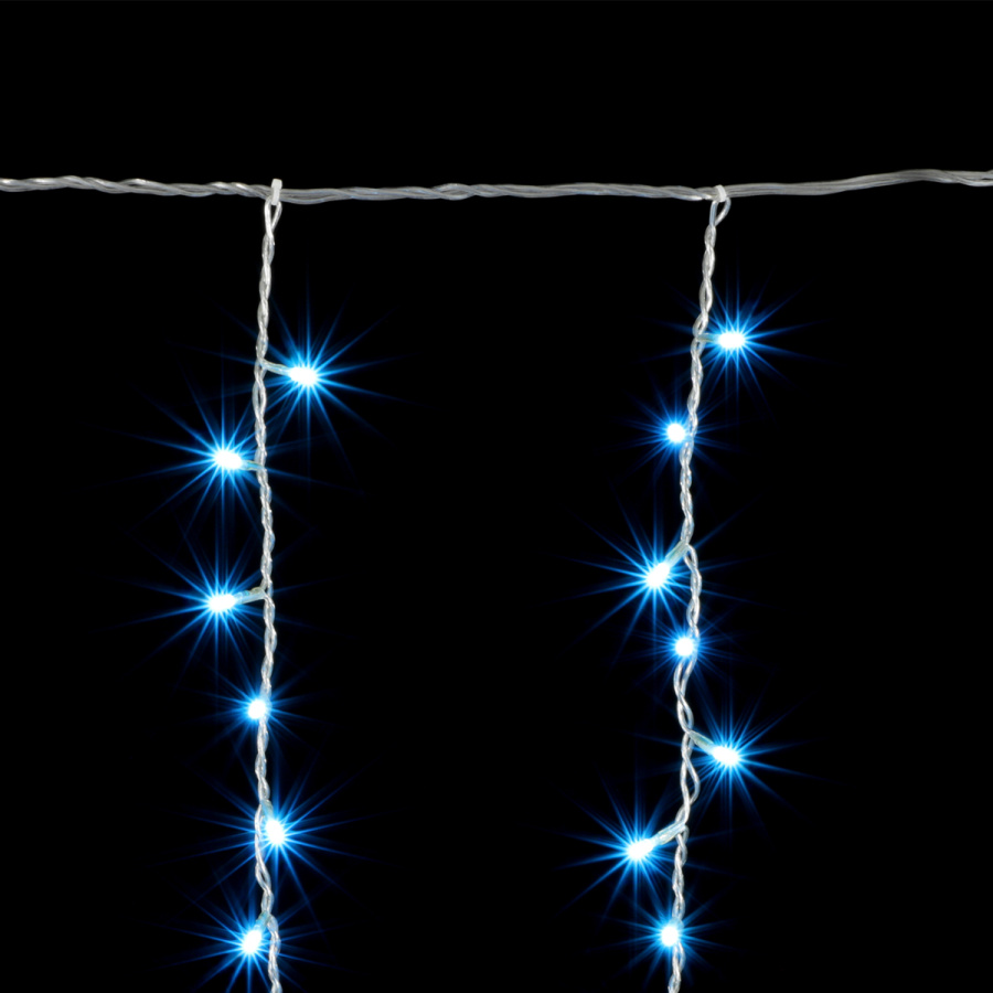 Гирлянда Бахрома 1 x 1 м Небесно-Голубая 220В, 65 LED, Провод Прозрачный Силикон, IP65