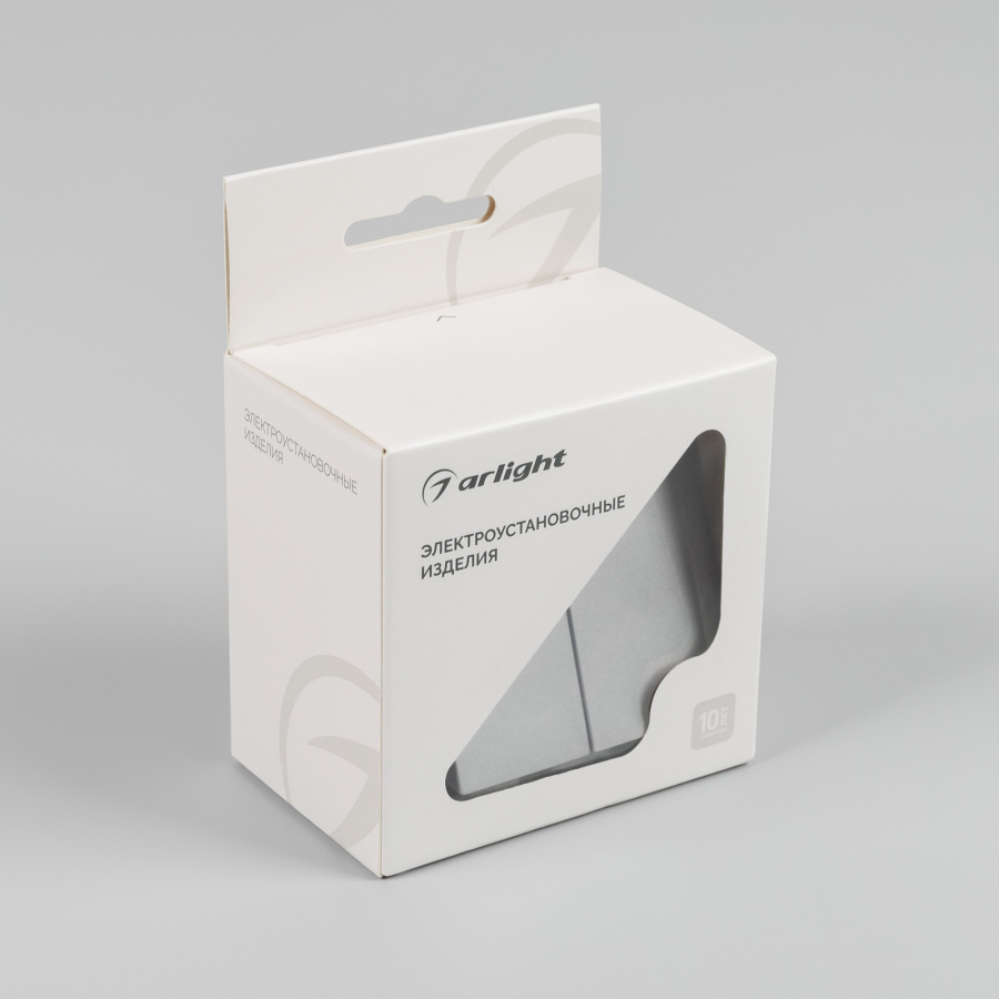 Механизм выключателя двухклавишный самовозвратный SWT-MKR2-PL-GR-V (250V, 10A) (Arlight, -)