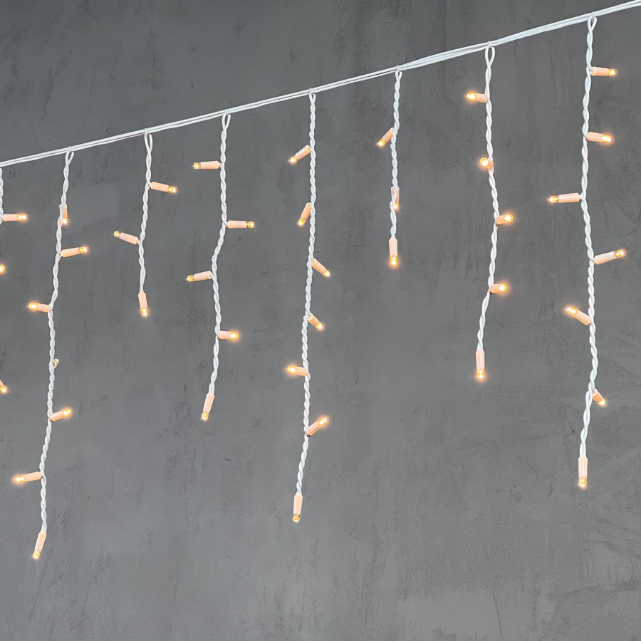 Гирлянда Бахрома 3,1 x 0,5 м Экстра Тепло-Белая 220В, 120 LED, Провод Белый Каучук, IP65