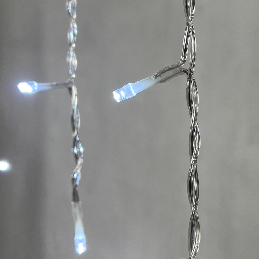 Гирлянда Бахрома 4,9 x 0,5 м Белая с Мерцанием Белого Диода 220В, 240 LED, Провод Прозрачный ПВХ, IP54