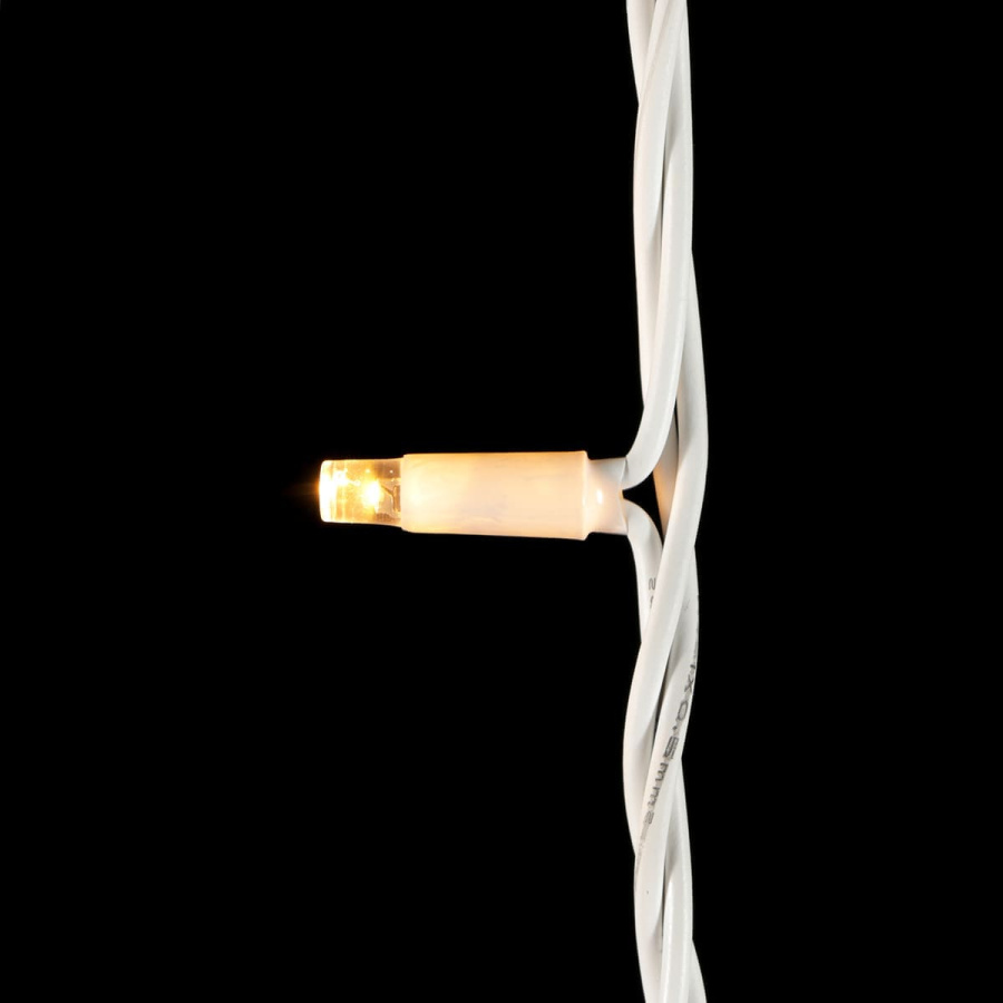 Гирлянда Нить 10м Тепло-Белая 24В, 100 LED, Провод Белый Каучук, IP65