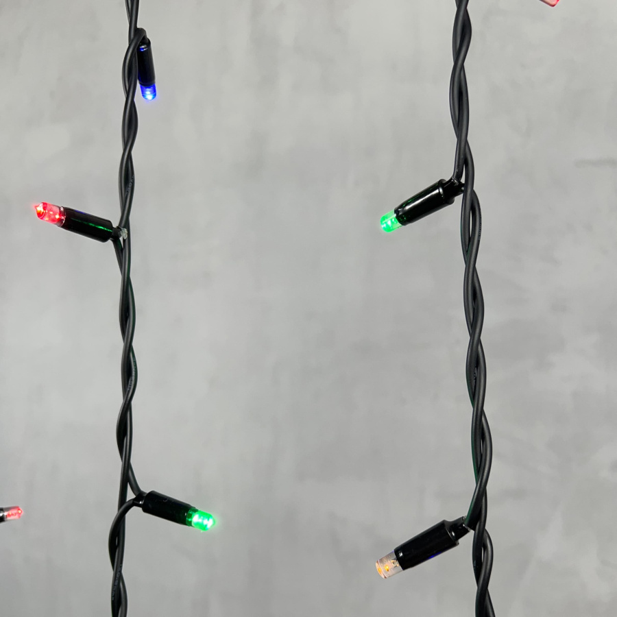 Гирлянда Бахрома 3,2 x 0,9 м Разноцветная 220В, 168 LED, Провод Черный Каучук, IP65