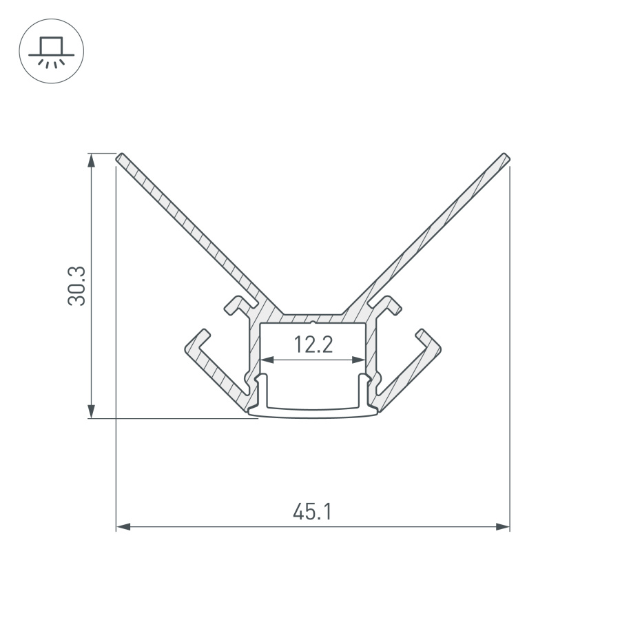 Профиль ARH-DECORE-S12-EXT-2000 ANOD внешний (Arlight, Алюминий)