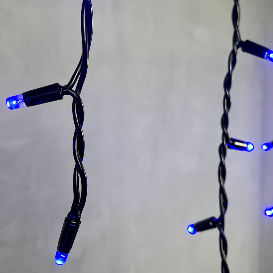 Гирлянда Бахрома 3,1 x 0,5 м Синяя 220В, 120 LED, Провод Черный Каучук, IP65
