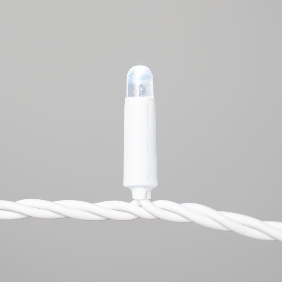 Гирлянда Нить 10м Белая 24В, 100 LED, Провод Белая Резина 2,3мм, IP65